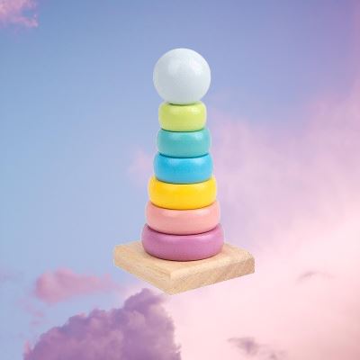 Jeu d'eveil bebe - WoodenToys™ -  Tour Macaron